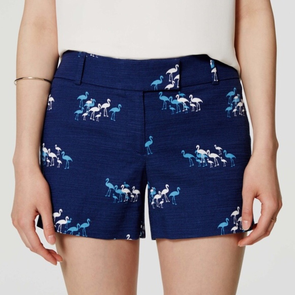 LOFT Navy Flamingo Shorts